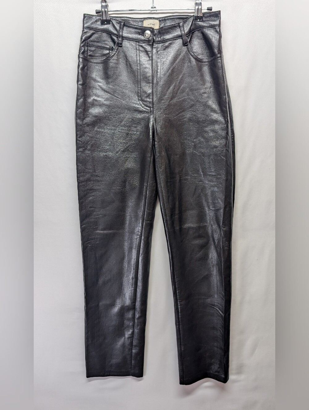 Wilfred Black Faux Leather Straight Pants